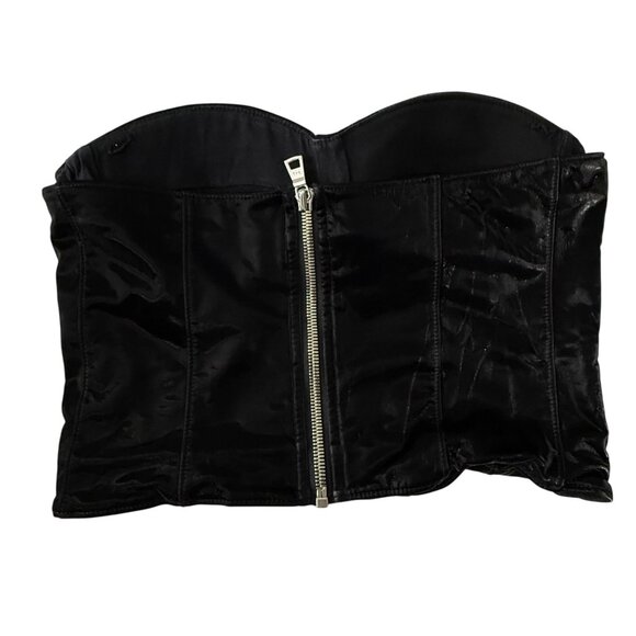 Rta Black Patent Leather Look Strapless Corset Top With Italian Fabric, S - Picture 3 of 10